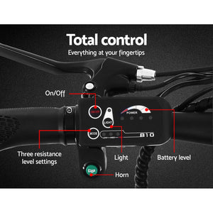 Phoenix 27" Electric Bike eBike e-Bike Mountain Bicycle City Battery Motorized Black