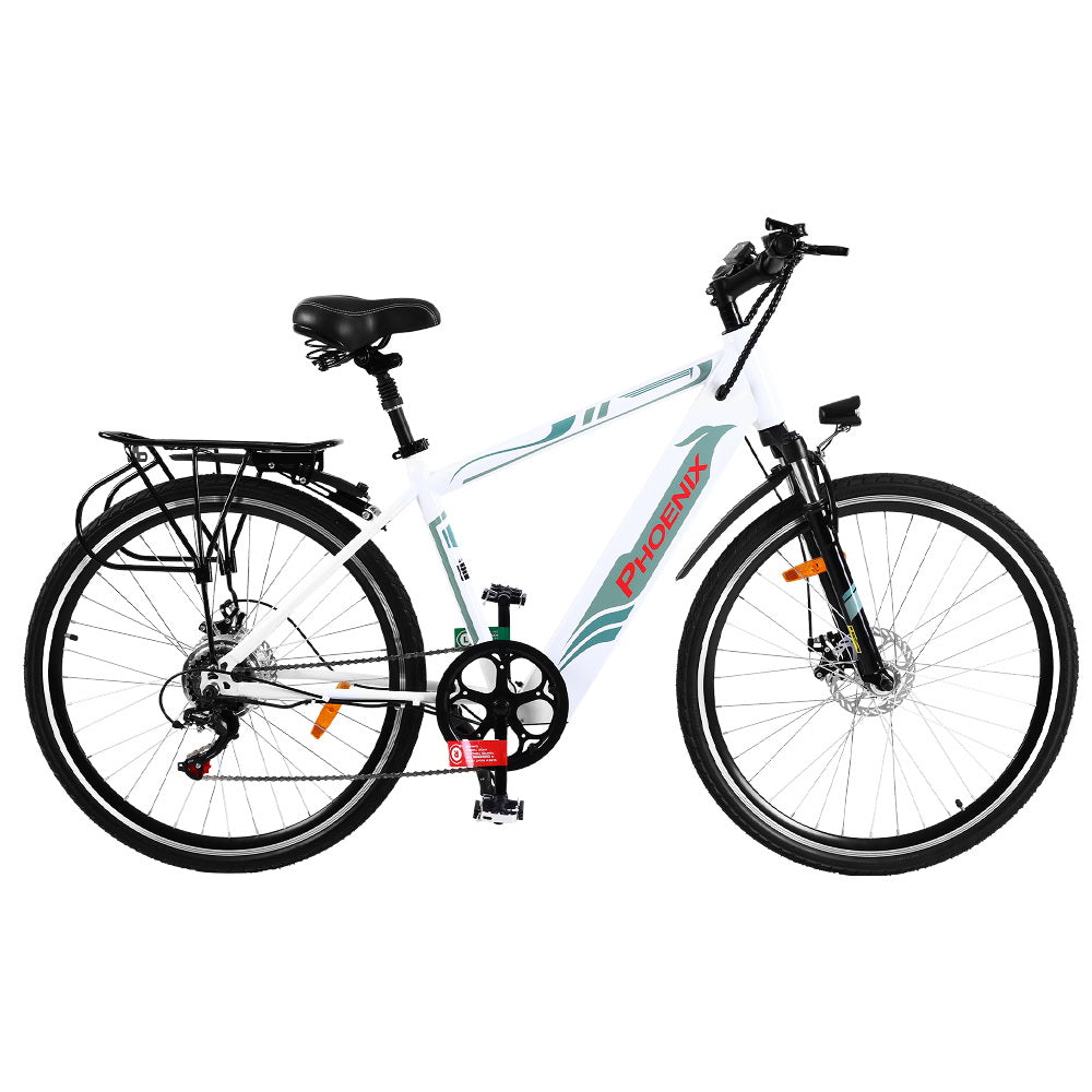 Phoenix 27" Electric Bike eBike e-Bike Mountain Bicycle City Battery Motorized White