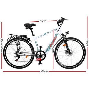 Phoenix 27" Electric Bike eBike e-Bike Mountain Bicycle City Battery Motorized White