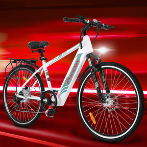 Phoenix 27" Electric Bike eBike e-Bike Mountain Bicycle City Battery Motorized White