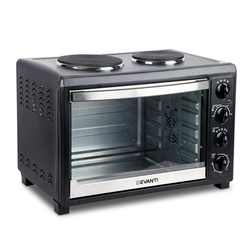 Devanti 45L Convection Oven with Hotplates - Black