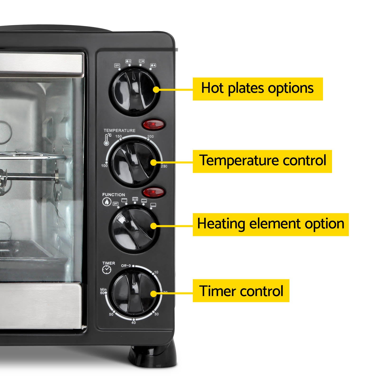 Devanti 45L Convection Oven with Hotplates - Black