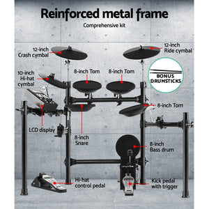 8 Piece Electric Electronic Drum Kit Drums Set Pad Tom Midi For Kids Adults