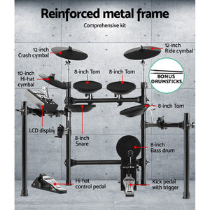 8 Piece Electric Electronic Drum Kit Drums Set Pad and Stool For Kids Adults Sili