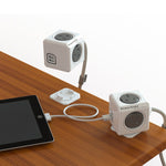 ALLOCACOC POWERCUBE Extended USB Grey 4 Outlets 2 USB 1.5M with CABLE (Twin Pack)