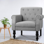 Artiss Wingback Fabric Accent Armchair - Grey