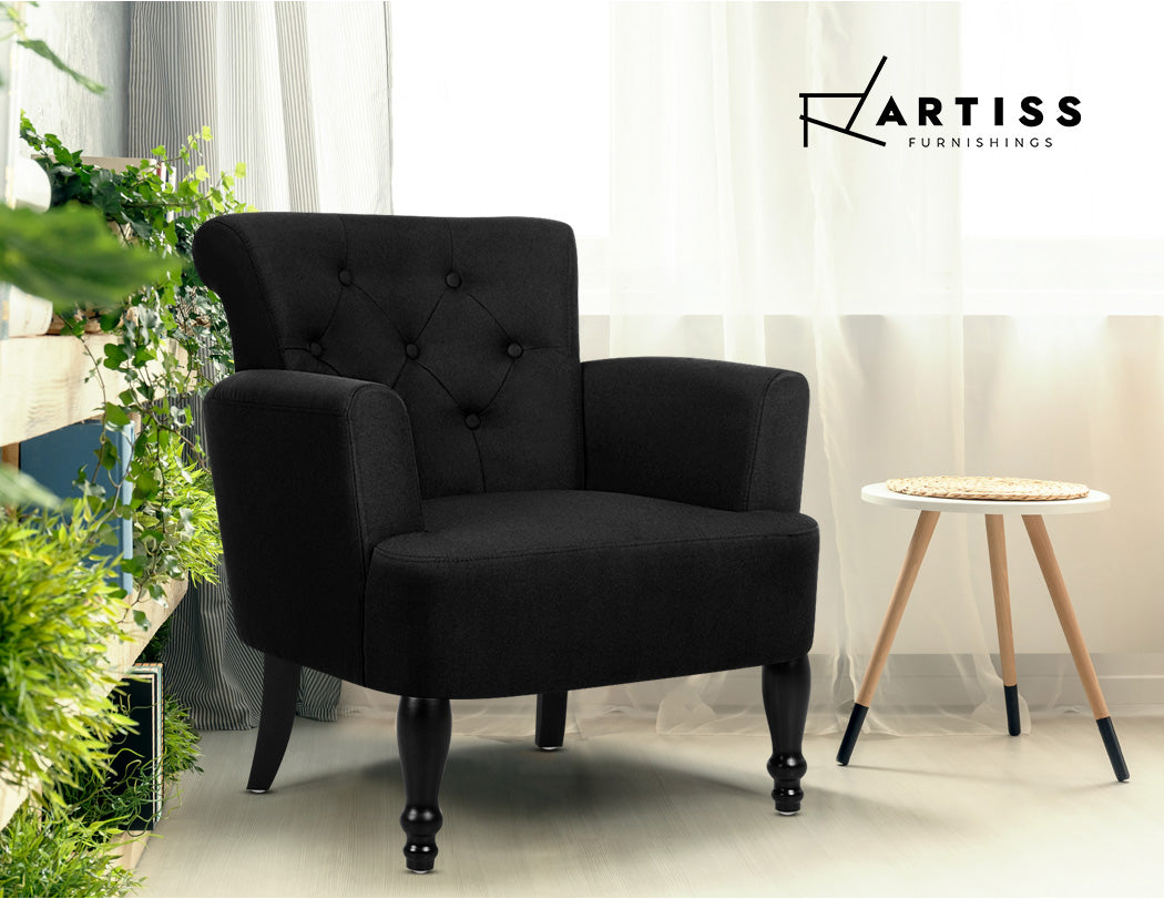 Artiss French Lorraine Chair Retro Wing - Black