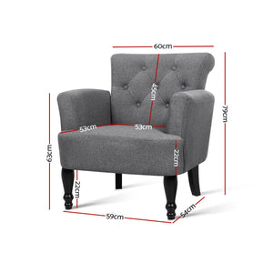 Artiss French Lorraine Chair Retro Wing - Grey