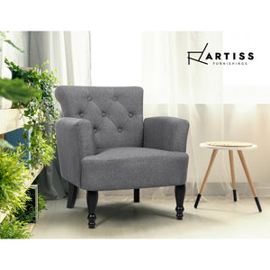 Artiss French Lorraine Chair Retro Wing - Grey