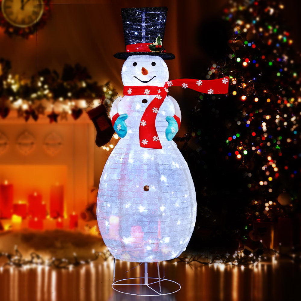 Jingle Jollys Christmas Motif Lights Foldable Snowman 120 LED Fairy Outdoor