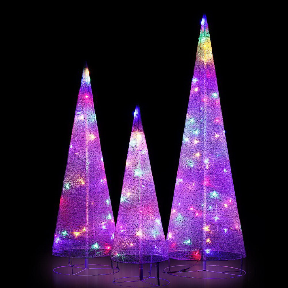 Jingle Jollys Christmas Motif Lights Foldable Cone Set 120 LED Fairy Outdoor