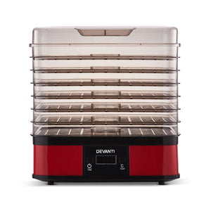 Devanti 7 Trays Food Dehydrators Fruit Dryer Beef Jerky Maker Stainless Steel Red