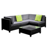 Gardeon 5 Piece PE Wicker Outdoor Sofa - Black & Grey