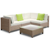 Gardeon 5 Piece PE Wicker Outdoor Sofa - Brown & Biege 