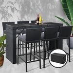 Gardeon Outdoor Bar Set Table Chairs Stools Rattan Patio Furniture 6 Seaters