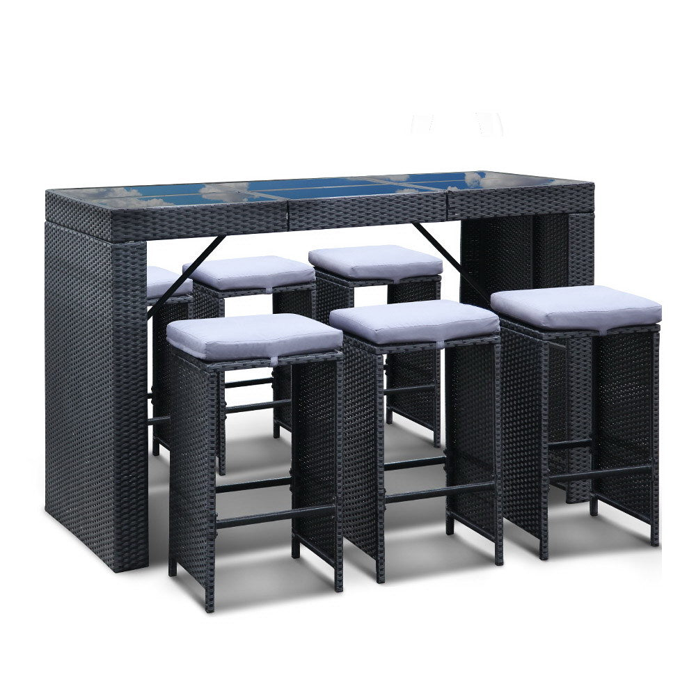 Gardeon 7 Piece Outdoor Dining Table Set - Black