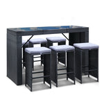 Gardeon 7 Piece Outdoor Dining Table Set - Black