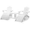 Gardeon 5 Piece Outdoor Wooden Adirondack Beach Chair and Table Set - White