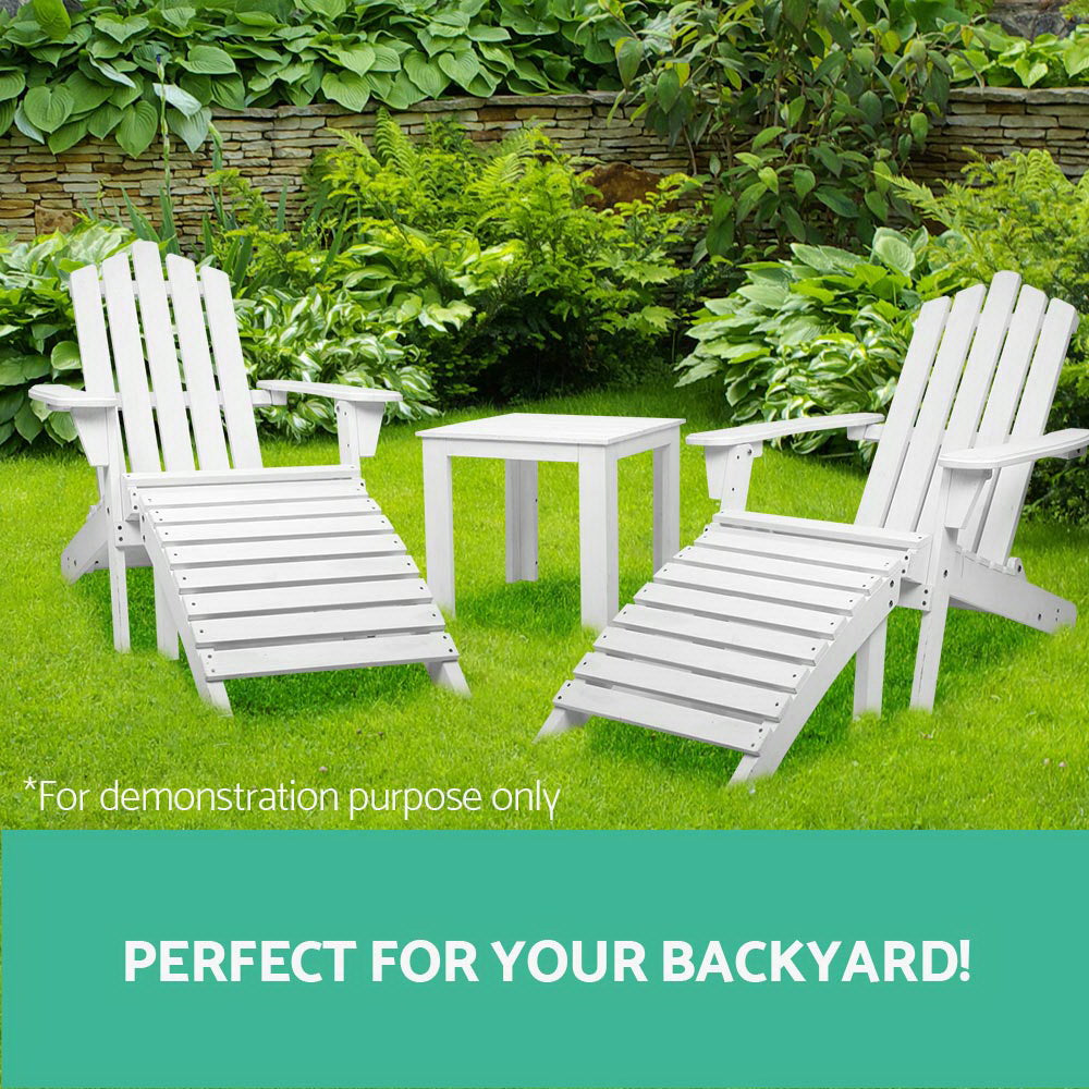 Gardeon 5 Piece Outdoor Wooden Adirondack Beach Chair and Table Set - White