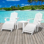 Gardeon 5 Piece Outdoor Wooden Adirondack Beach Chair and Table Set - White