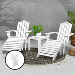 Gardeon 5 Piece Outdoor Wooden Adirondack Beach Chair and Table Set - White