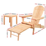 Gardeon 3 Piece Outdoor Beach Chair and Table Set 