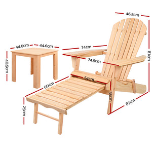 Gardeon 3 Piece Outdoor Beach Chair and Table Set 