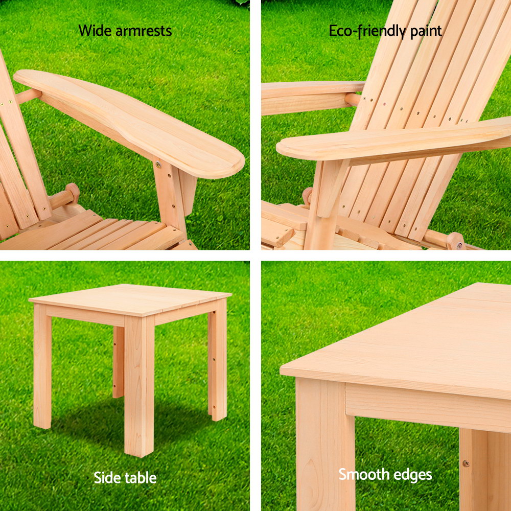 Gardeon 3 Piece Outdoor Beach Chair and Table Set 