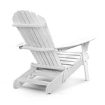 Gardeon 3 Piece Outdoor Adirondack Lounge Beach Chair Set - White