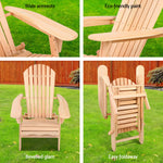 Gardeon Outdoor Adirondack Wooden Beach Chair