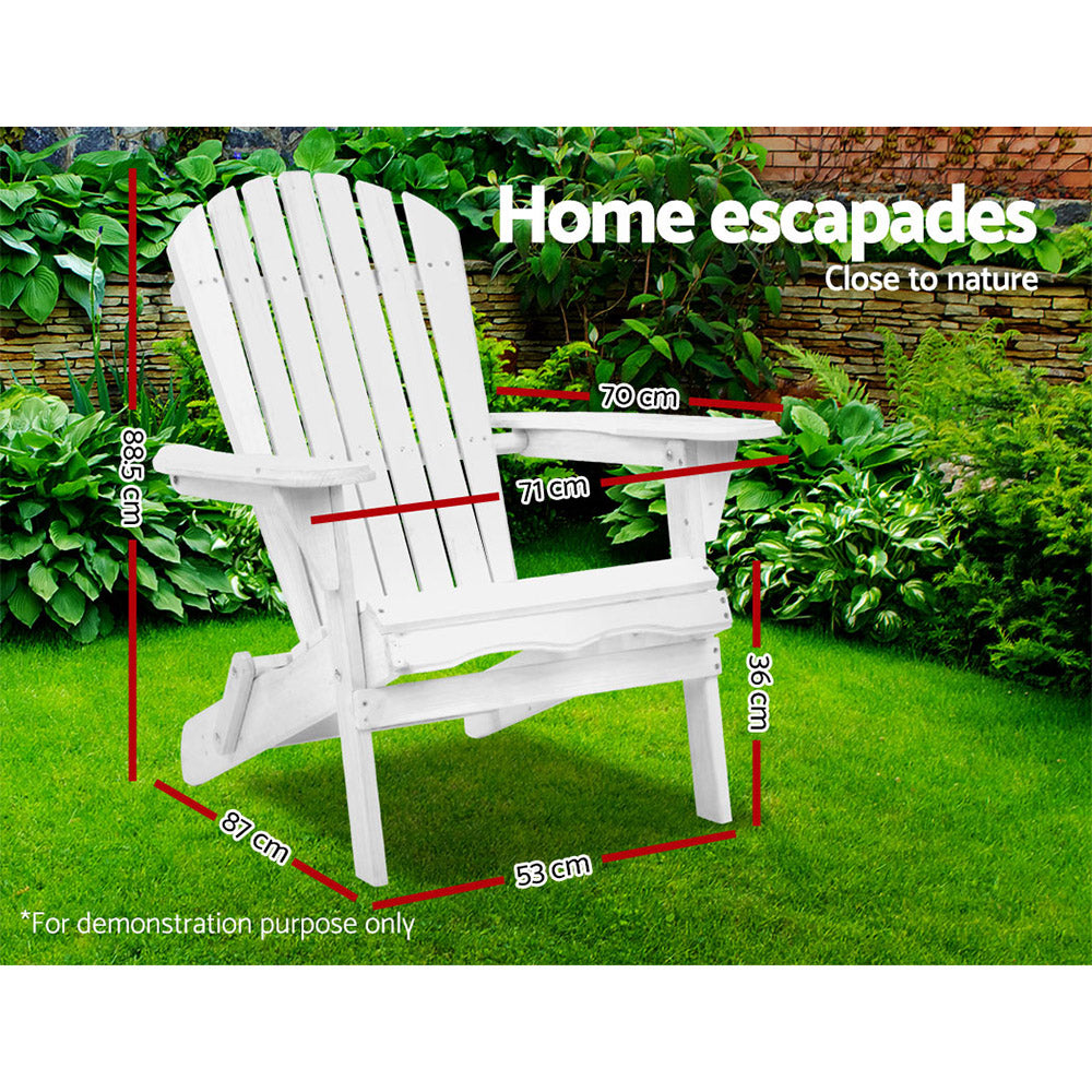 Gardeon Foldable Adirondack Beach Chair - White