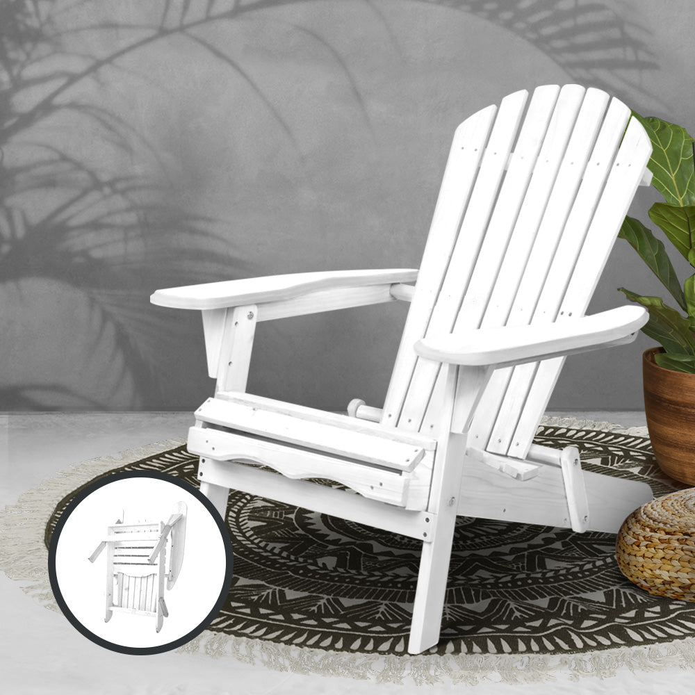 Gardeon Foldable Adirondack Beach Chair - White