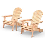 Gardeon 3 Piece Wooden Outdoor Beach Chair and Table Set 