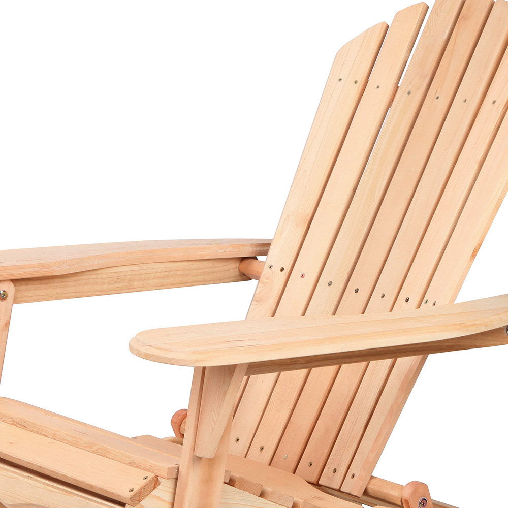 Gardeon 3 Piece Wooden Outdoor Beach Chair and Table Set 