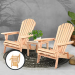 Gardeon 3 Piece Wooden Outdoor Beach Chair and Table Set 