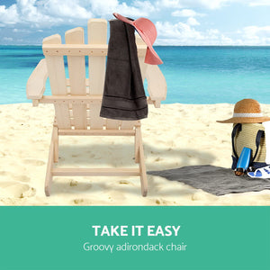 Gardeon 3 Piece Wooden Outdoor Beach Chair and Table Set 