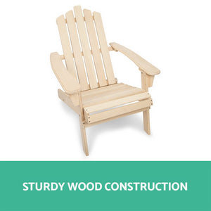 Gardeon 3 Piece Wooden Outdoor Beach Chair and Table Set 