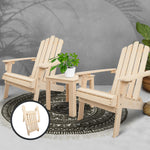 Gardeon 3 Piece Wooden Outdoor Beach Chair and Table Set 