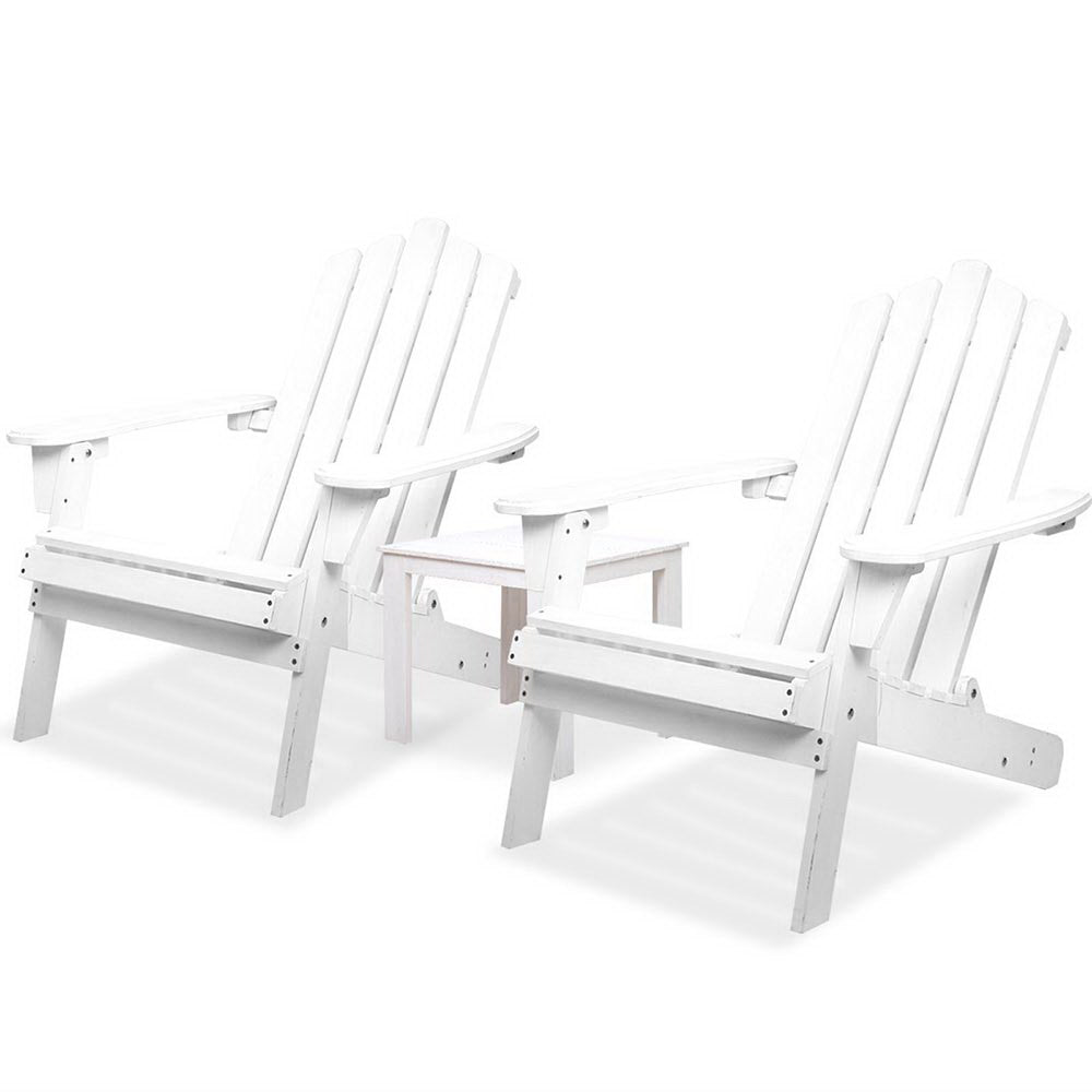 Gardeon 3 Piece Wooden Outdoor Beach Chair and Table Set