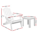 Gardeon 3 Piece Wooden Outdoor Beach Chair and Table Set