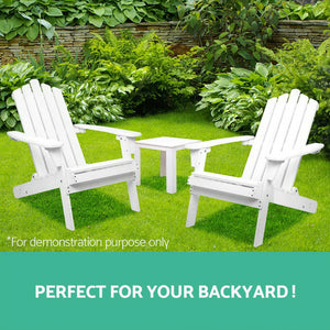 Gardeon 3 Piece Wooden Outdoor Beach Chair and Table Set