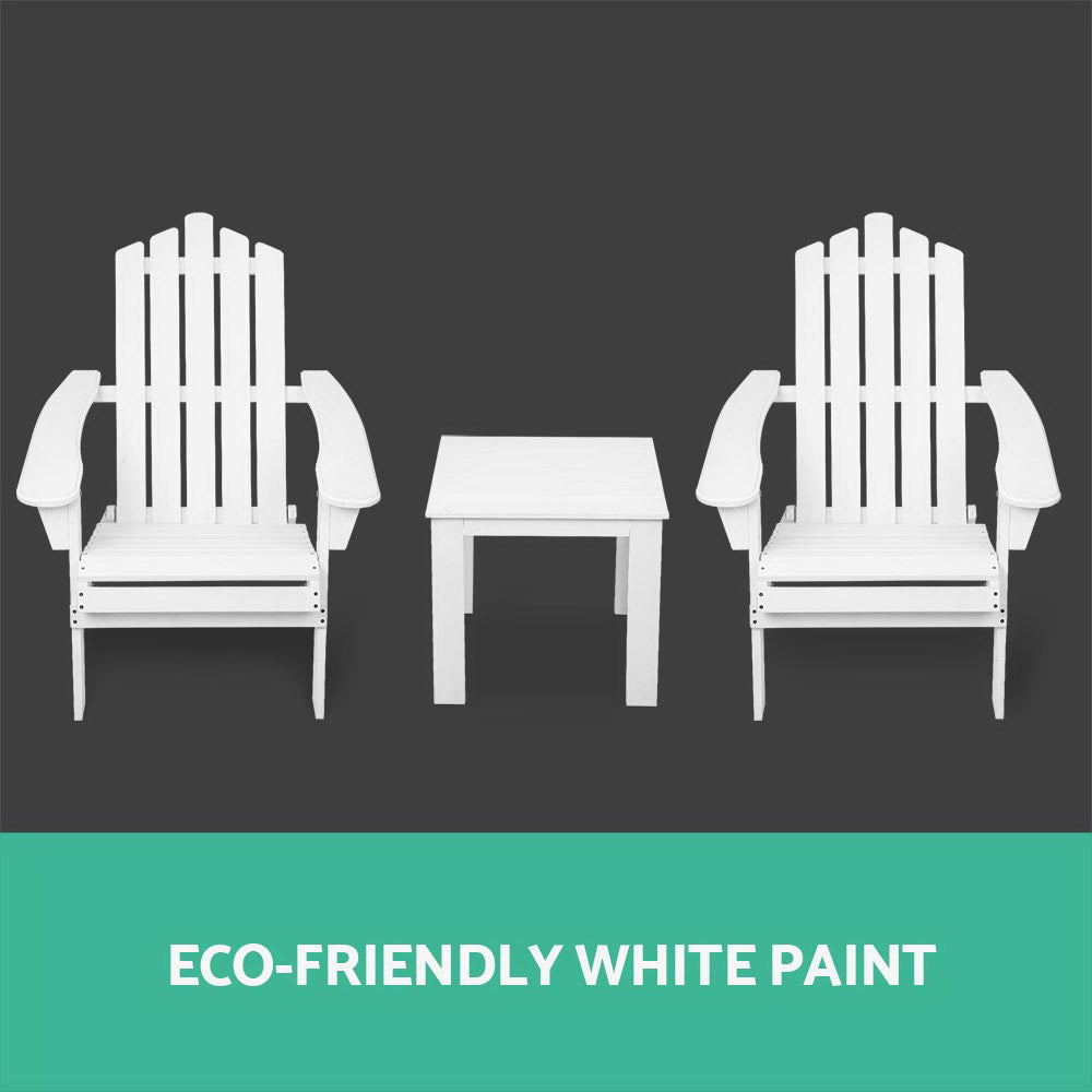 Gardeon 3 Piece Wooden Outdoor Beach Chair and Table Set