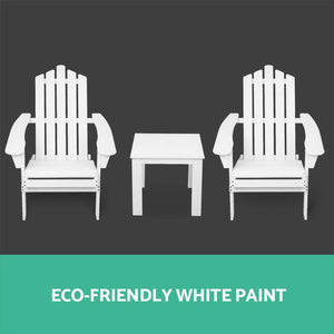 Gardeon 3 Piece Wooden Outdoor Beach Chair and Table Set