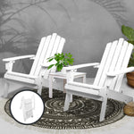 Gardeon 3 Piece Wooden Outdoor Beach Chair and Table Set