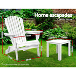 Gardeon 3 Piece Outdoor Adirondack Beach Chair and Table Set - White