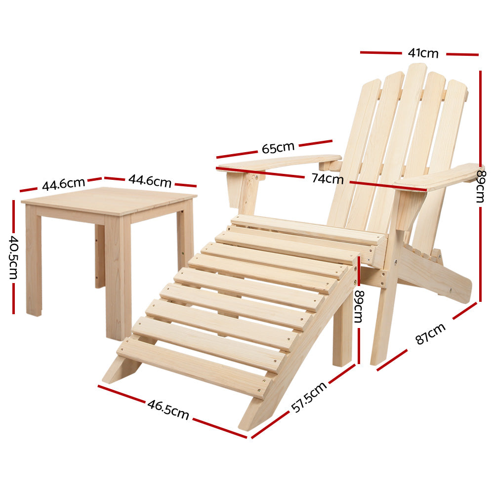 Gardeon 5 Piece Wooden Outdoor Beach Chair and Table Set