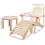 Gardeon 5 Piece Wooden Outdoor Beach Chair and Table Set