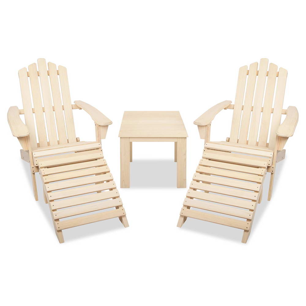 Gardeon 5 Piece Wooden Outdoor Beach Chair and Table Set