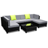 Gardeon 7 Piece PE Wicker Outdoor Furniture Set - Black