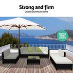 Gardeon 7 Piece PE Wicker Outdoor Furniture Set - Black